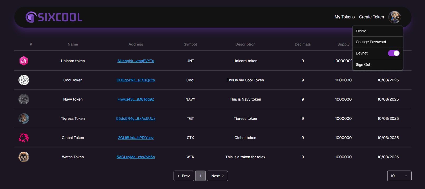 Solana Token Mint App